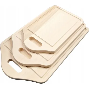 Kuchyňské prkénko Dřevěné prkénko na krájení SADA 3 ks s drážkou a úchytem 25/22/18 cm