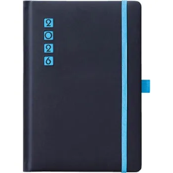 Kalendář KNIŽNÍ KALENDÁŘ A5 DENNÍ 2026 KAPSA GUMIČKA PROPISKA ŠEDÝ