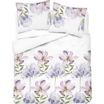 Povlečení Flanelové sada povlečení z flanelu 220x200 bílé s květy lučními 4517A