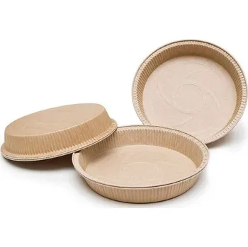 Ecopack, sada jednorázových papírových tácků, biologicky odbouratelné, kulaté formy na quiche a
