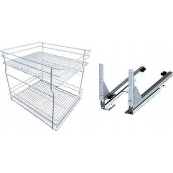 Nábytkové kování Cargo koš do spodní skříňky 50 cm 500 Bílý 2ks s tlumením dovírání REJS plný výsuv