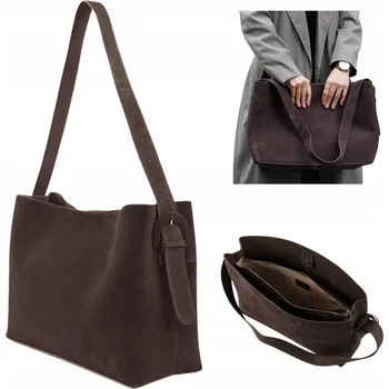 Kabelka Solier shopper kabelka z pravé kůže hnědá