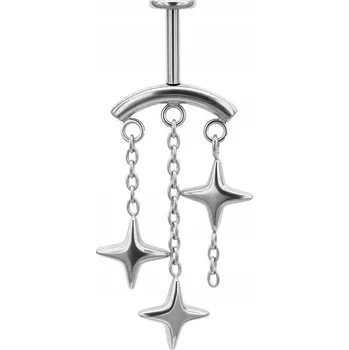 Náušnice Labret pro vertical helix s trojitou hvězdičkou 1,2/6 stříbrný