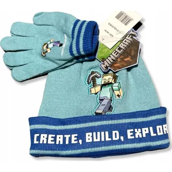 Čepice MINECRAFT podzimní-zimní čepice + rukavice 56cm