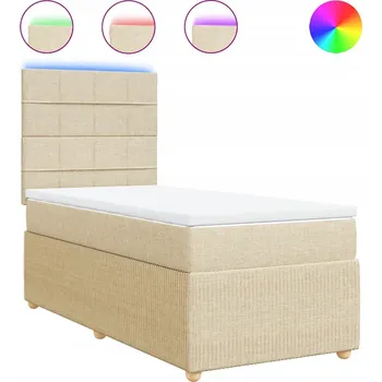 Postel Kontinentální postel s LED osvětlením 200 x 80 x 140,5/150,5 cm, krémová/bílá, matrace