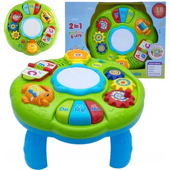 Hračka pro nejmenší Vzdělávací stolek s hudebním panelem a bubínkem 6v1 Světla Zvuky Učení