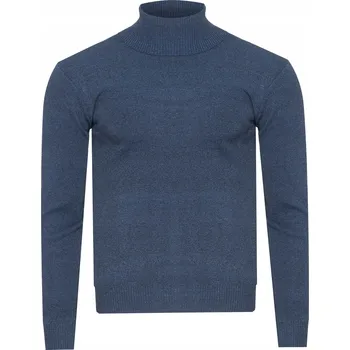 Pánský svetr PÁNSKÝ SVETR ROLÁK - S8526 GRANATOWY elegantní bavlněný klasický teplý