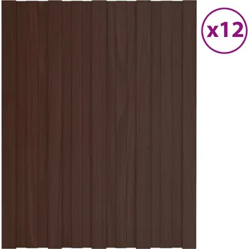 zahrada-XL Střešní panely 12 ks pozinkovaná ocel hnědé 60 x 45 cm 317193