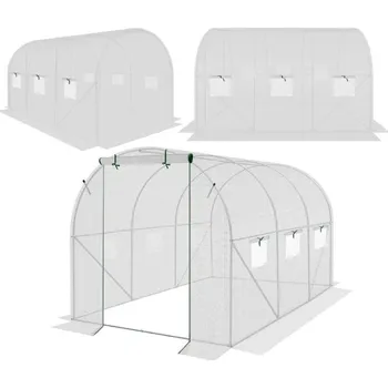 Skleník SKLENÍK ZAHRADNÍ TUNEL 200X300X200CM PE KONSTRUKCE BÍLÁ OCEL NEPLATÍ