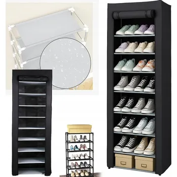 REGÁL NA BOTY, BOTNÍK, 9 ÚROVNÍ, S POTAHOM PRO ULOŽENÍ BOT