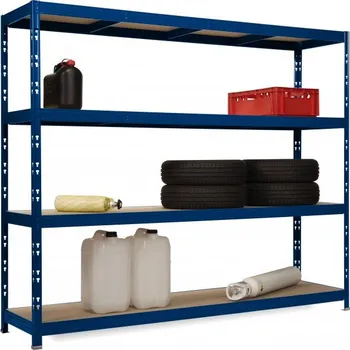 Dílenský regál Profesionální policový regál Trestles RR1 1900x2200x600, nosnost 2000 kg, 4 police Barva: modrá