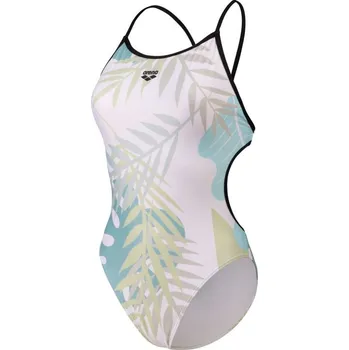 Dámské plavky Arena Light Floral Swimsuit Lace Back Black/White Multi XL - UK38