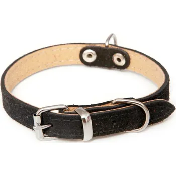 Obojek pro psa BAFPET Obojky ze semišové kůže SUNNY, hladké Barva: Černá, Rozměr: 16mm x 40cm /30-35/ 02103