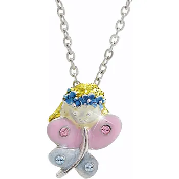 Módní doplněk JSB bijoux s.r.o. Náhrdelník z bižuterní slitiny motýl s barevným smaltem a krystaly Swarovski Multi