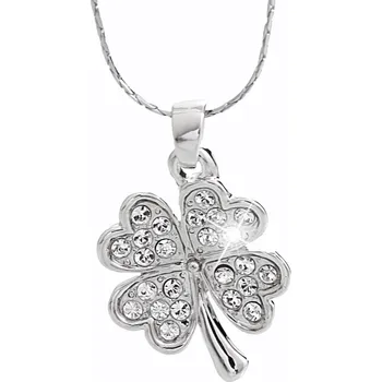 Módní doplněk JSB bijoux s.r.o. Náhrdelník z bižuterní slitiny čtyřlístek osázený drobnými krystaly Swarovski Crystal