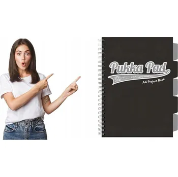 Blok Kroužkový Blok A4 černý s rozpěrkami Pukka Pad Project Black Grey