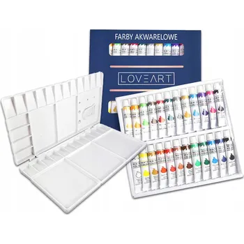 Vodová barva Akvarelové barvy v tubách Loveart 24 + Paletka pro míchání akvarelových barev