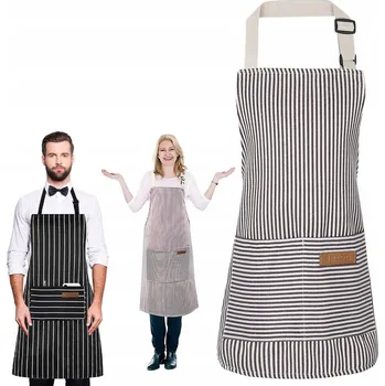 Kuchyňská zástěra SADA 2x KUSŮ KUCHYŇSKÁ ZÁSTĚRA ČERNÁ A Šedá Zástěra Proužky