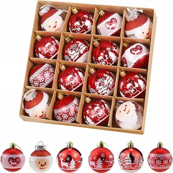 Vánoční dekorace Vánoční Koule dekorowana Vánoční stromek 6 cm 16 ks