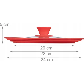 RELAXDAYS Univerzální skleněná poklice se silikonovým okrajem 20-24 cm Červená