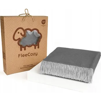 deka Elegantní oboustranná deka z merino vlny 140x200 cm, s třásněmi - šedá