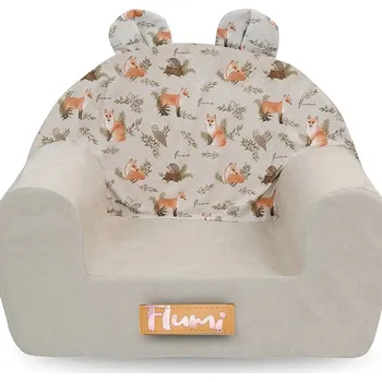 Křeslo Flumi dětské křesílko světle šedé s liškami