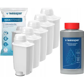 Filtr do kávovaru 5x vodní filtr Wessper AquaIntense+ pro kávovary Saeco Philips + odvápňovač