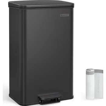 Odpadkový koš Odpadkový koš Songmics ocelový černý 40 l jednokomorový