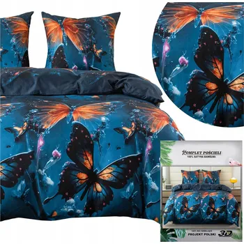 Povlečení Povlečení 160x200 3dílná sada povlečení 70x80 saténové Maria motýli