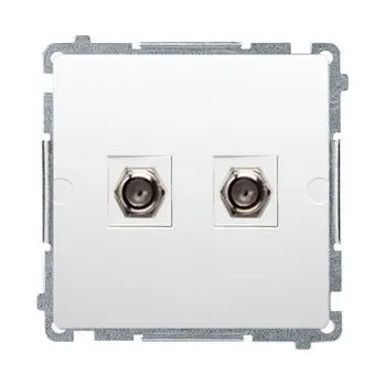 Elektrická zásuvka Dvojitá anténní zásuvka typu F Simon Basic, bílá