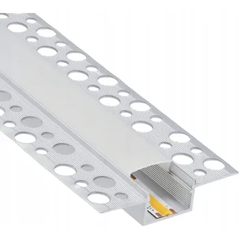 LED osvětlení Zápustný profil pro LED pásky, eloxovaný, mléčný kryt, záslepky, 1 m Ecolight
