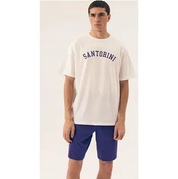 Pánské pyžamo Pánské pyžamo Santorini Henderson | bílé, modré L