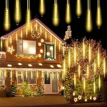 Vánoce RAMPOUCHY METEORY BÍLÉ TEPLÉ LED SVĚTÝLKA PADÁNÍ SNĚHU 50cm Bílá TEPLÁ