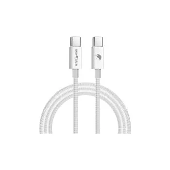 Datový kabel opletený nabíjecí a datový kabel RhinoTech USB-C/USB-C FastCharge 3A/60W bílá 2m bílá RTACC496