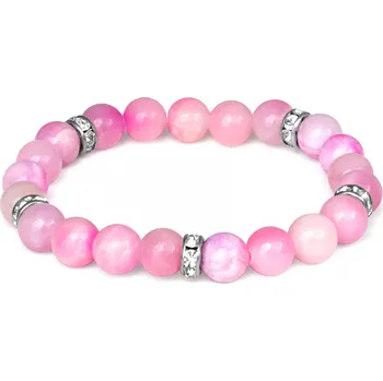 Náramek AGATO Minerální korálkový náramek z jadeitu MINK86/17 fialová 17 cm