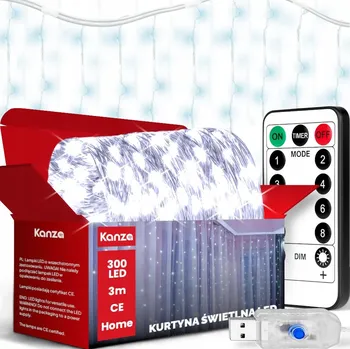 Vánoční dekorace SVĚTELNÝ ZÁVĚS GIRLANDA 300 LED TEPLÁ BÍLÁ 3m USB SVĚTÝLKA NA TERASU A BALKON