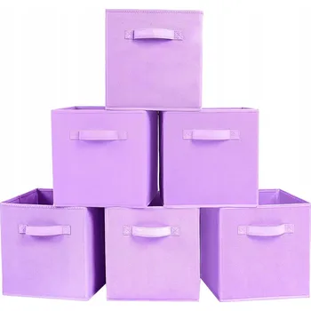 Úložný box POWERKING Skládací Úložné Boxy 6 Kusů, Látka Světle Fialová