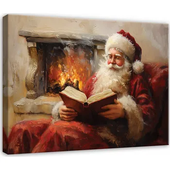 Obraz OBRAZ MIKULÁŠ SVATÝ AKVAREL KOMÍN DO LOŽNICE OBÝVÁKU NA PLÁTNĚ 40x30