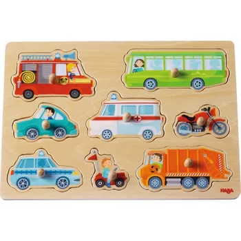 Hračka pro nejmenší Haba Dřevěné vkládací puzzle - dopravní prostředky