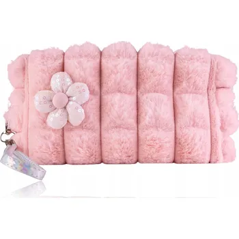 Kosmetická taštička s kytičkou a kožíškem