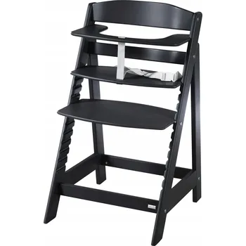 ROBA Dětská dřevěná jídelní židlička, nastavitelná, černá