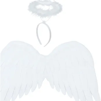 Karnevalový kostým Ruhhy 26480 Kostým andělská křídla s čelenkou a svatozáří, bílá