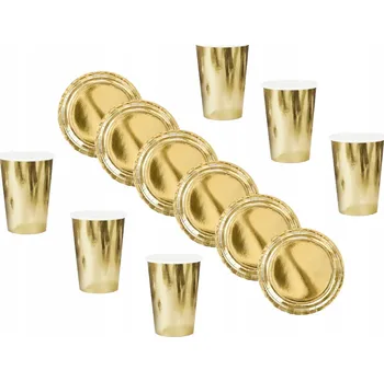 Party nádobí KELÍMKY TALÍŘKY SILVESTR ZLATÉ dekorace narozeniny sada rozlučka se svobodou 6ks