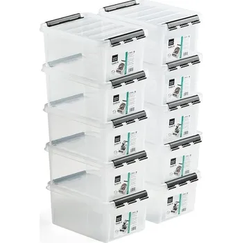 Úložný box Plastový box LEE, s víkem, 8 litrů, 340x250x160 mm, průhledný, bal. 10 ks