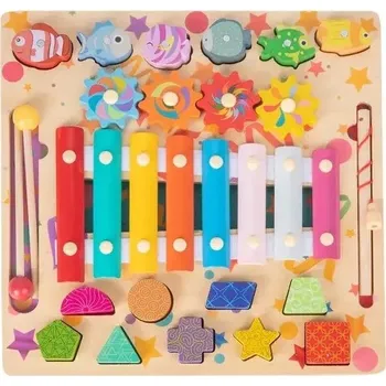 Dřevěná hračka Montessori Skládačka Dřevěná Třídička Senzorická Hračka Činely 12m+