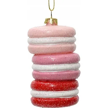 Vánoční dekorace Vánoční Koule plastová - 3 růžové makronky