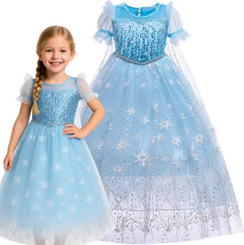 Dívčí oblečení ŠATY ELSA ŠATY PRINCEZNY LEDOVÉ KRÁLOVSTVÍ KOSTÝM PLES 146 152