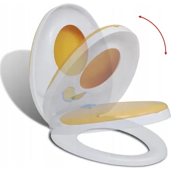 WC sedátko Sedátko na WC pro děti i dospělé s pomalým zavíráním, bílo-žluté, 48 cm