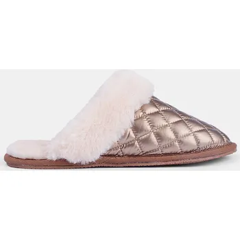Dámské pantofle Weinbrenner prošívaná domácí obuv s textilním kožíškem zlaté, vel. 42