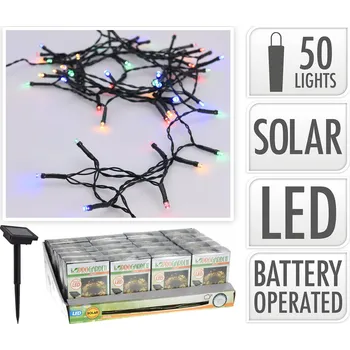 Zahradní osvětlení osvětlení solární 2m, 50LED, barevné, ZE drát